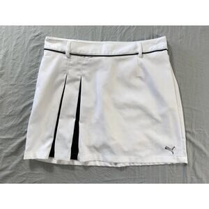 Puma Side Zip Pleat Golf Skirt, Skort. White, Black Trim. Women's 8, EUC!!